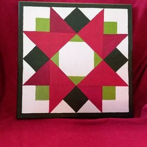 Mini Quilt Block Star Pattern on 12"x12" Canvas.